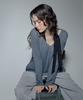 Apeijeu Soft Deep V-Neck Long-Sleeve Tee (Charcoal Gray)