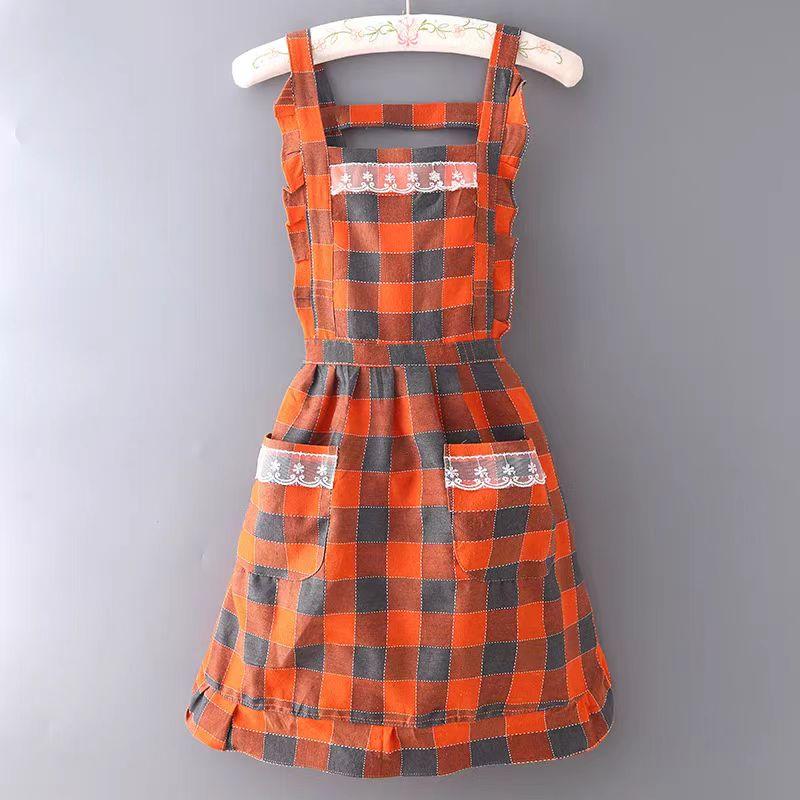 Korean Version Cotton and Linen Apron for Women Cute Kitchen Home Cooking Breathable Apron Fashionable Work Clothes Chef Apron