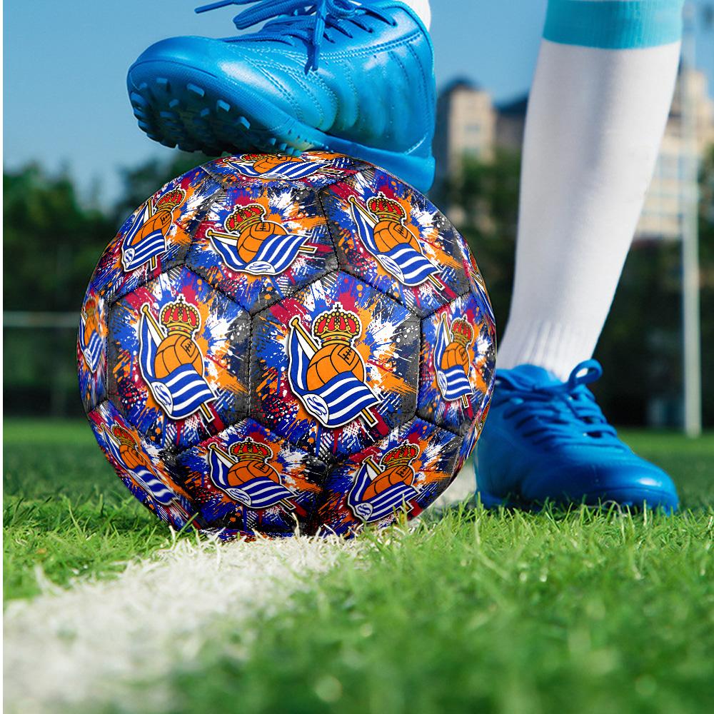 Real Sociedad FC Größe 5 Standard Fußball Langlebiger Trainingsspiel Fußball für Erwachsene Outdoor-Sportarten