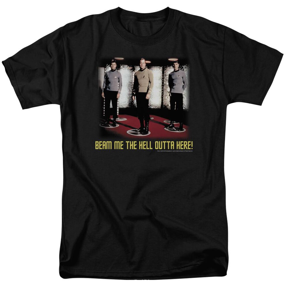 Star Trek Beam Me Out T Shirt Licensed Sci-Fi TV Classic Adult Tee New Black XL