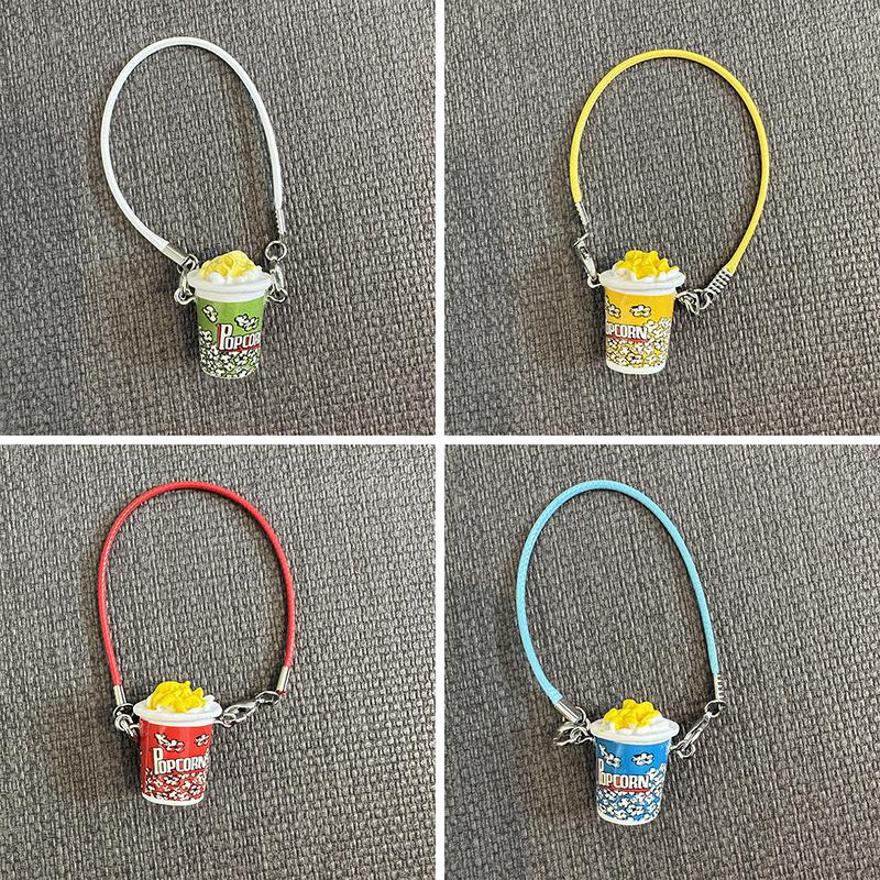 Secchiello per Popcorn in Resina Kawaii Cartone Animato Figure in Miniatura Ciondolo Bambola di Peluche Creativa Carina Accessori Decorazione Collo Giocattolo per Vestire