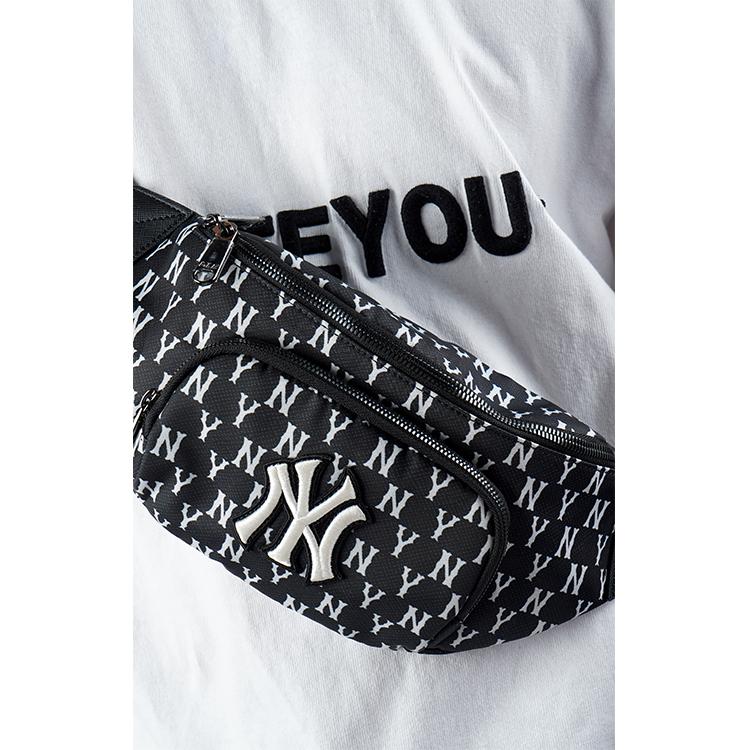 New MLB Monogram Collection Polyester Combo Bag One Shoulder Crossbody Fanny Pack Regular Unisex Black 3AHSM012N-50BKS