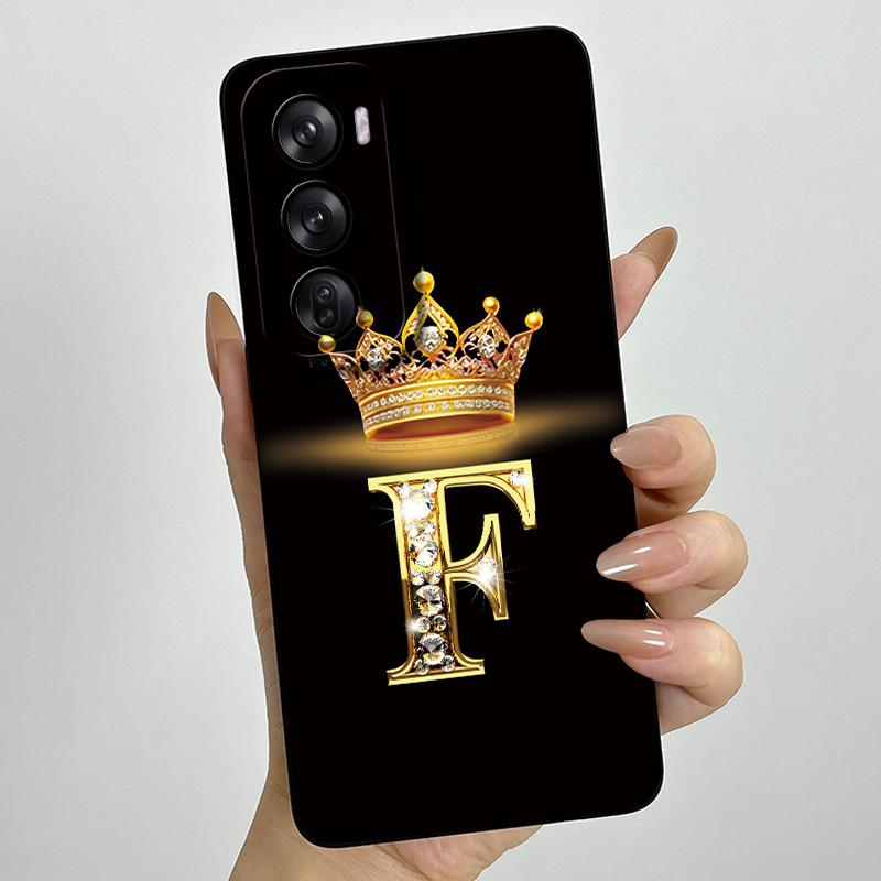 For OPPO Reno 12 Pro 5G Case Crown Letters Liquid Silicone Phone Cover For OPPO Reno12 Reno 12 12Pro Coque CPH2625 CPH2629 Funda