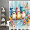 Cute Bird Standing On Branch with Hat Floral Shower Curtain, Bathroom Decorative Shower Curtain, Waterproof Shower Curtain with
