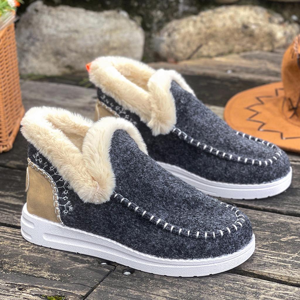Winter new velvet warm cotton shoes large size thick-soled burrs suede flat-soled snow boots