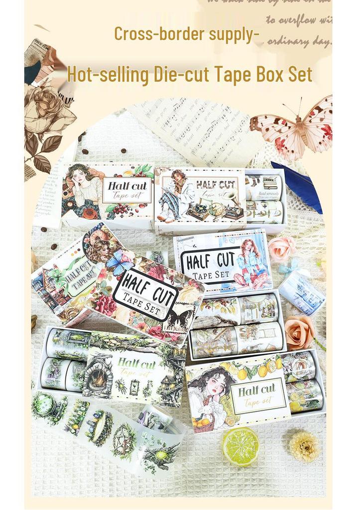Die-cut PET Washi Tape Set: Coffee Theme, European & American Style for Journaling & Decoration