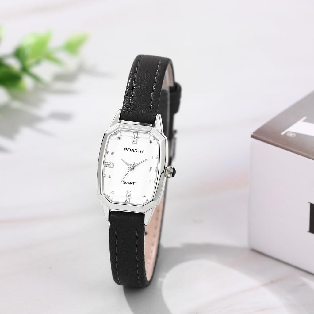 Square Watch for Women with Genuine Leather Strap and Analog Waterproof Quartz Bracelet Fashion Accessories Perfect Gift for Day Display Stylish,