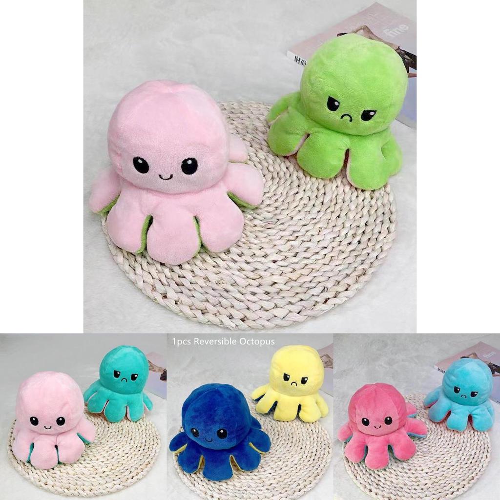 Adorable Double-sided Flip Reversible Octopus Plush Toy For Kids Soft And Cuddly Marine Life Stuffed Animal