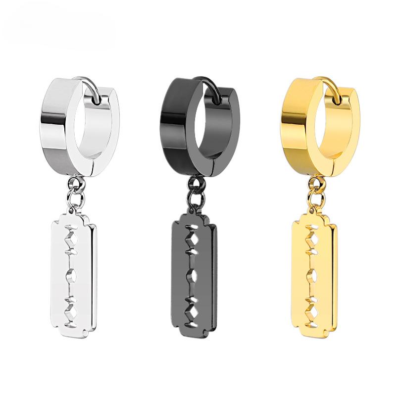 Punk Razor Blade Pendant Drop Earrings Women Men Unisex Jewelry Punk Dangle Earrings Rock Party Jewelry Gifts