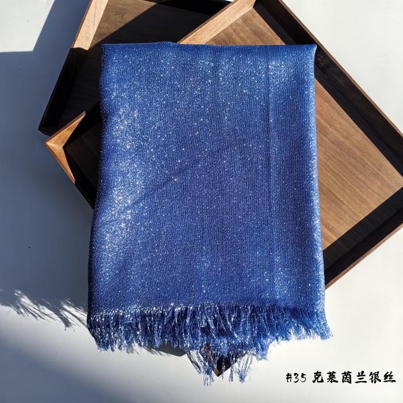 Lastest Brand Design Scarf Shiny Solid Color Shawls Rayon Fabric Gold Silk Silver Wire Head Shawl Fringe Hijab For Women