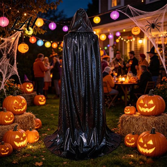 Party-Umhang für Erwachsene Glänzendes Kapuzenumhang schillernder Ganzkörper-Umhang funkelnd Unisex Vielseitige Farbe Halloween Maskenball Mardi Gras Kostüm Fantasy