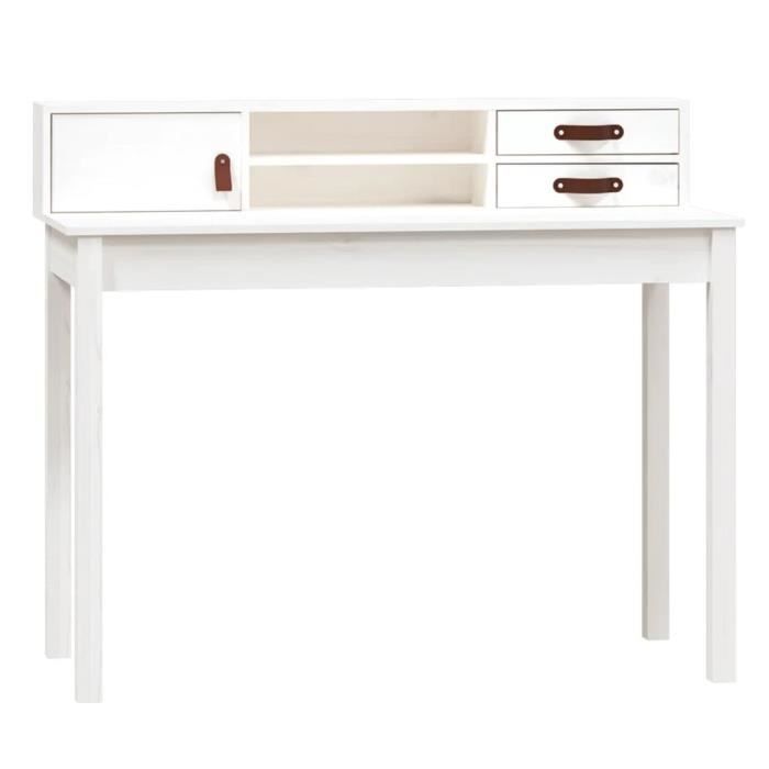 VidaXL Bureau Blanc 110x50x93 cm Bois massif de pin 823530