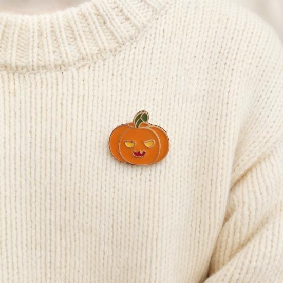 Spooky Halloween Enamel Brooch Pin, Pumpkin Ghost Skull Haunted House Pin, Decorative Accessory for Sweaters Coats Bags Hats