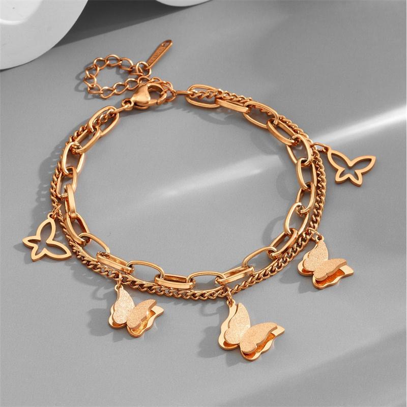 New Butterfly Roman Digital Love Micro-inlaid Zircon Titanium Steel Colorfast Luxury Ins Niche Exquisite Valentine's Day Gift