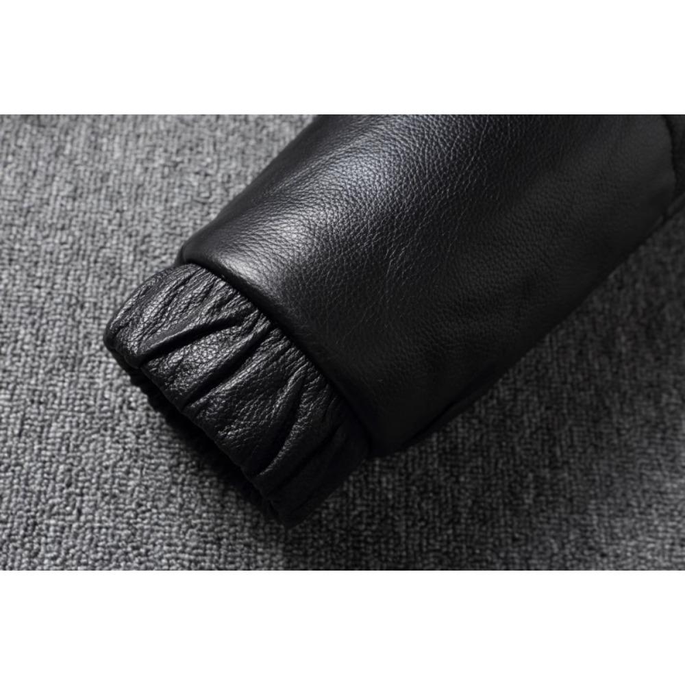 Chinese Size Thick Men Leather Jacket Hood Warm Down Coat Winter Long Down Jackets Genuine Cow Leather Coats Mens Clothing