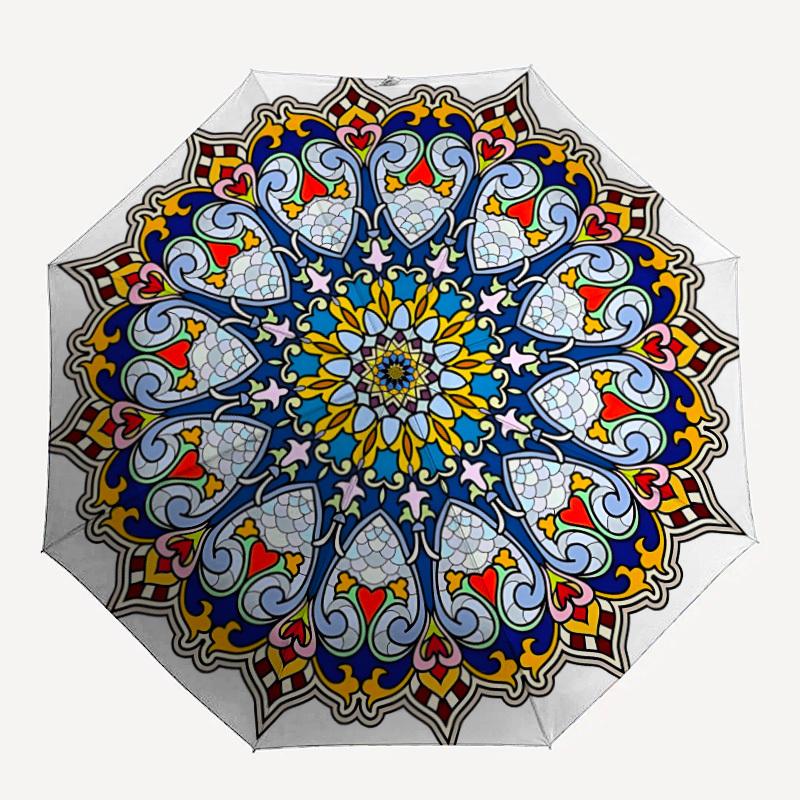 

1pc Mandala Artwork Umbrella - Portable Home Essential, Durable Iron Frame with Rod Structure, Fashion Lovers yy250910048