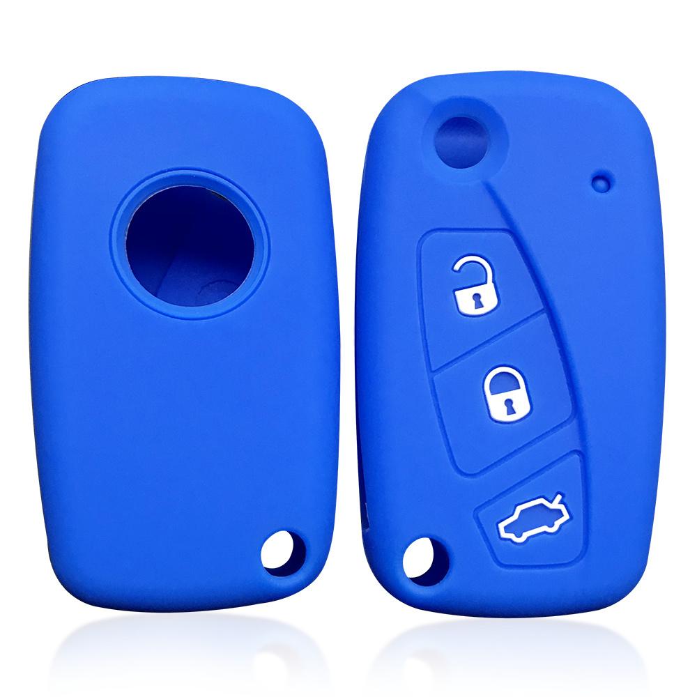 Soft Silicone Key Holder Cover For Fiat Grande Punto Panda Lancia Stilo Bravo 500 Ducato 3Buttons Filp Folding Car Accessories