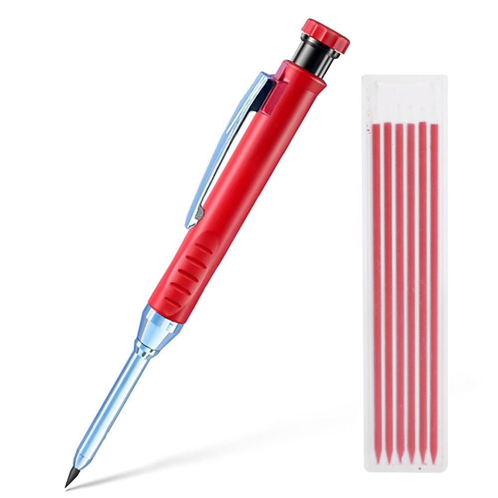 4-1Pack Solid Carpenter Pencil with Refill 40mm Long Nosed Deep Hole Mechanical Pencil Marker for Woodworking Construction