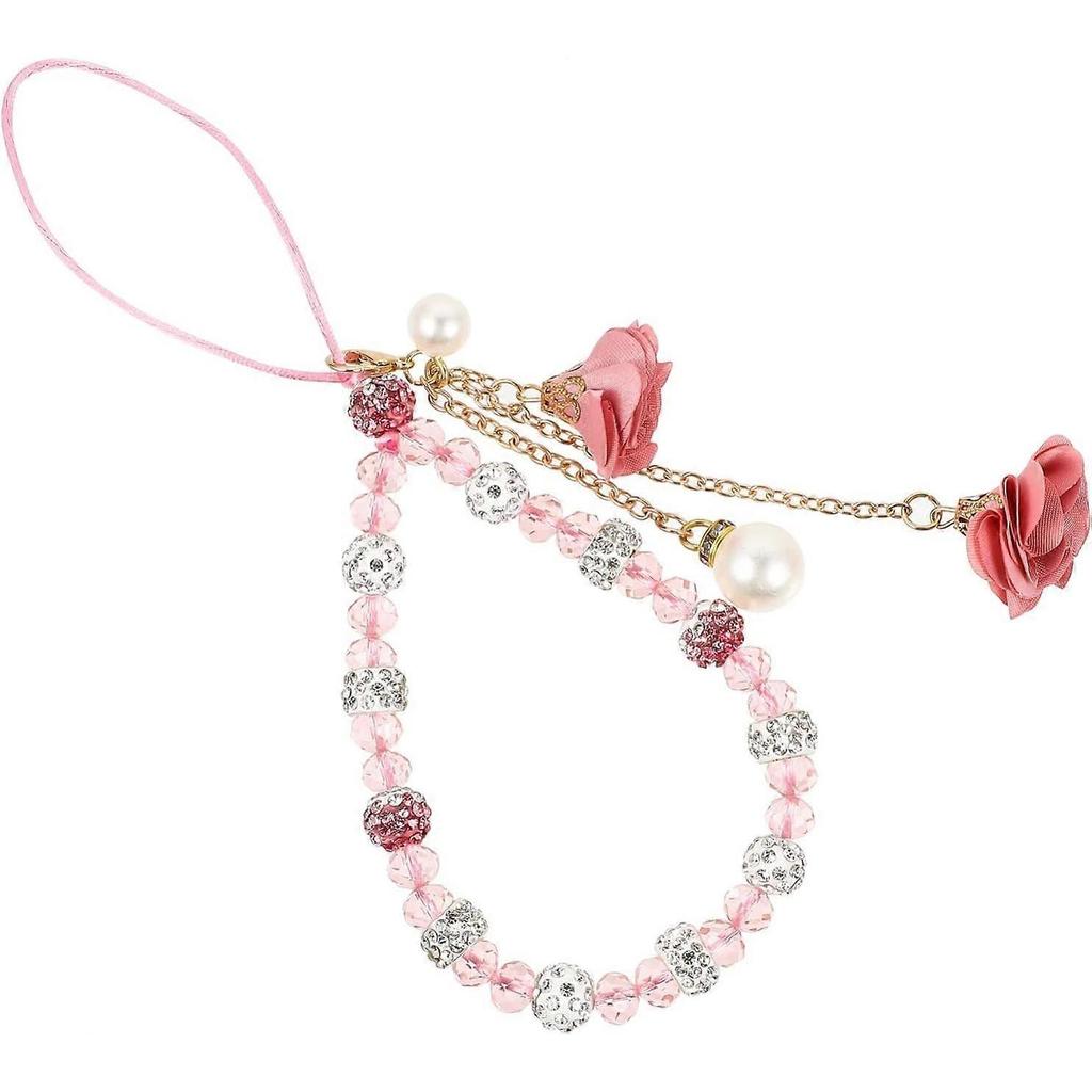 Laccetti per Cellulare Creativi Fiore di Cristallo Ciondolo Fascino Antiscivolo Cordino per Telefono Portachiavi Tascabile Carino Cinturino rosa