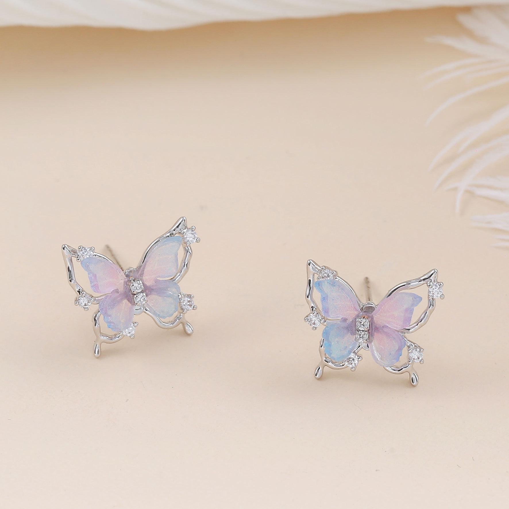 

Роскошные прозрачные серьги-пусеты в виде бабочек из серебра 925 пробы для летней элегантности женщин