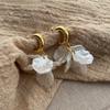 French Style Super Fairy Sweet Korean Ears Exquisite Moonlight Pearl Shell Flower Temperament Fringed Earrings Small Fragrant Wind Niche