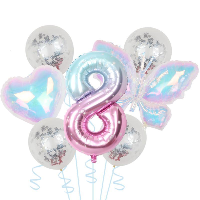 Colorful Transparent Butterfly Balloon Color Sequins Latex Set One Year Old 40 Inch Starry Sky Digital Birthday Party Arrangement