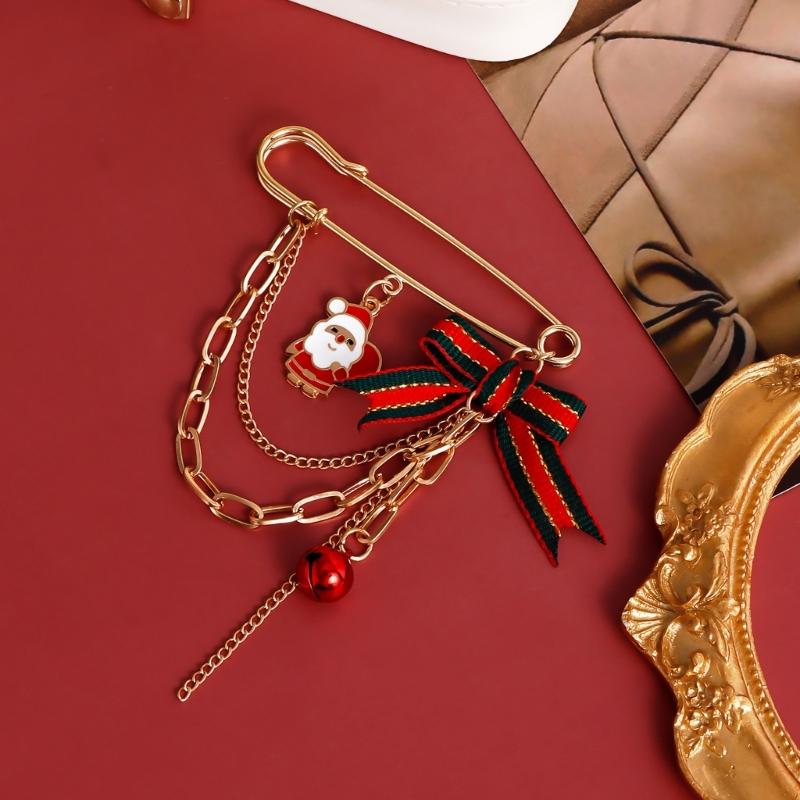 Enamel Pin Backpack Cool Lapel Hat Pin Jackets Funny Christmas Enamel Brooch Christmas Tree Elk Bell Fashion Jewelry