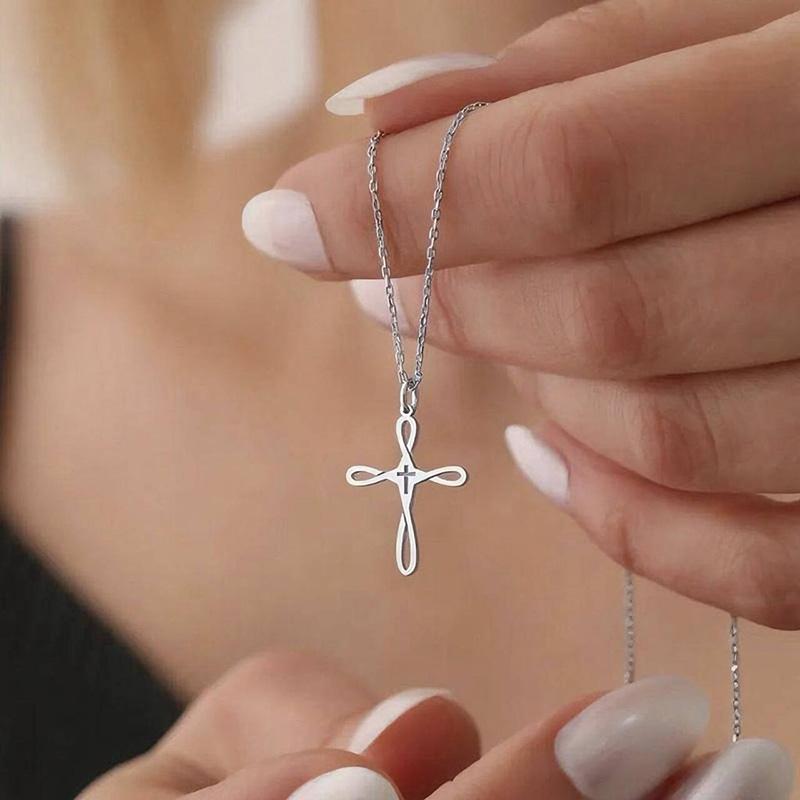 Catholic Gold Plated Hollow Passion Cross Pendant Necklace For Women Stainless Steel Christian Jewelry