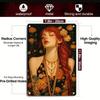 1pc Vintage Floral Redhead Tin Sign 12x8in, 2D Retro Metal Wall Decor for Living Room Kitchen Bar