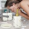 Badezimmer-Accessoires-Set, 4-teiliges Bad-Accessoire-Set aus Keramik, inklusive 2 Zahnbürstenhalter/Becher, 300 ml Flüssigseife oder Lotion