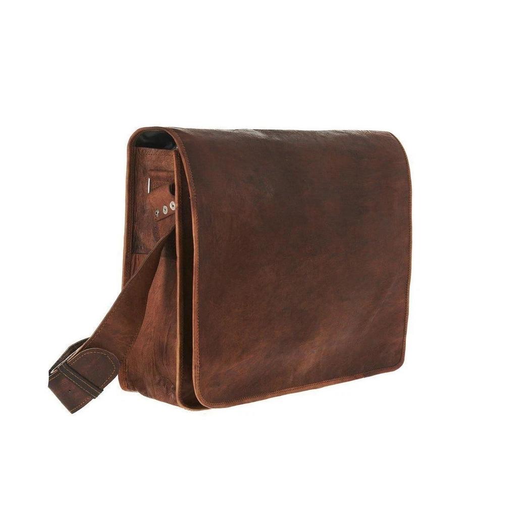 Large Vintage Leather Messenger Bag Satchel Leather Men's Briefcase Laptop