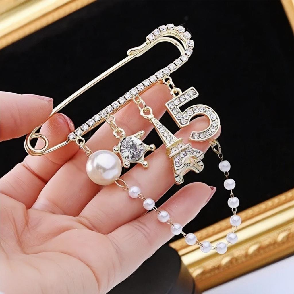 Rhinestone Safety Pins Crystal Brooch with /5 Loops for DIY Blankets Skirts Knitted Fabric Crafts Jewelry Making