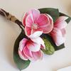 1 Bunch 3 Heads Artificial Magnolia Flower Magnolia Bouquet Foam with Leaves Arrangement for Home Living Room Wedding Bedroom Floor Vase Decoration