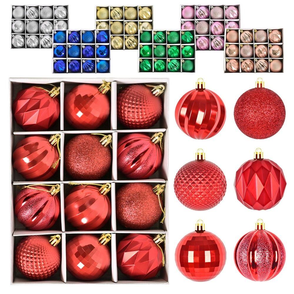 12Pcs Colored Christmas Tree Hangings Pendant 6cm Merry Xmas Tree Decor  New Year