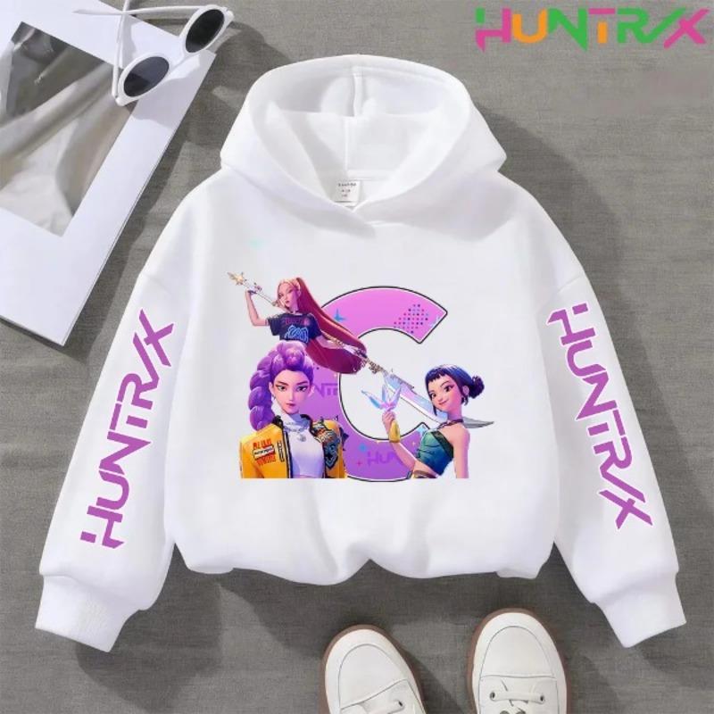 

Cartoon Anime Letter Pattern Print Autumn Winter Fashionable Comfortable Girl Hooded Sweatshirt 140cm белый