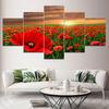 5 panouri Peisaj Roșu Mac Câmp Pânză Pictură Natură Răsărit Apus de soare Postere și imprimeuri Artă de perete Poză Decor acasă fără cadru