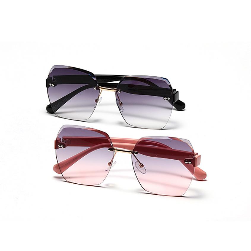 Rimless Glasses Men'S Polygonal Diamond Trimmed Retro Sunglasses Women'S Ins Street Shot Rivet Sunglasses