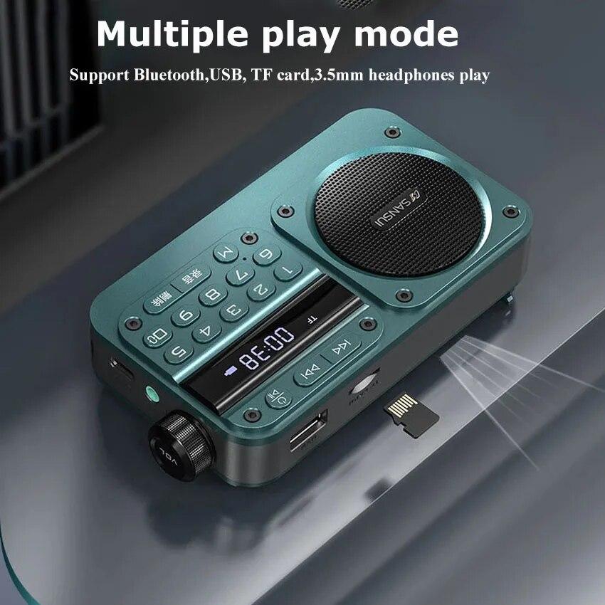 Mini Portable FM Radio HD LED Display Radios Recorder Wireless Bluetooth Speaker Hifi Lossless Music Player Support TF U Disk