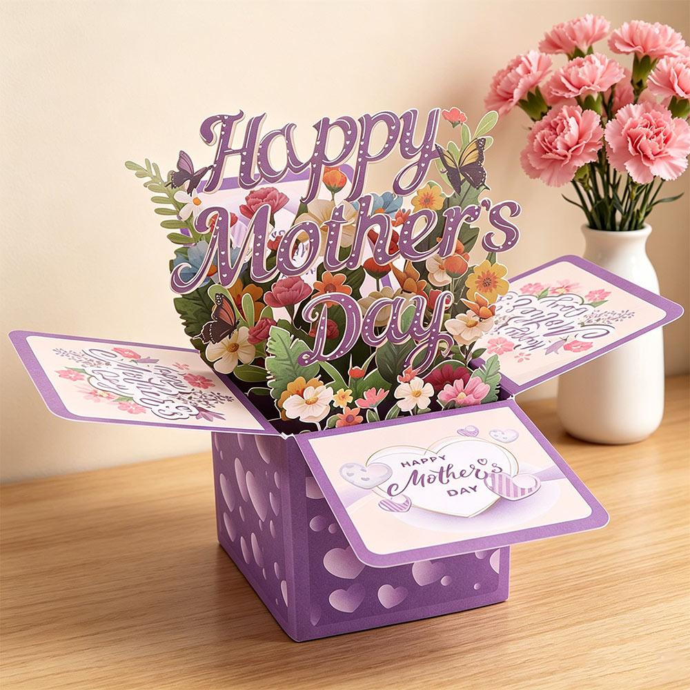 Butterfly 3D Mother's Day Card Best Wishes Flower Pop Up Card Mom Greeting Card Party Decoration