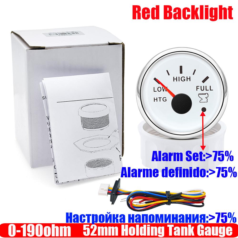 Датчик уровня сточных вод 0-190 Ом с красной сигнальной лампой 52 мм + Датчик уровня Индикатор уровня отходов 9-32 В only Gauge