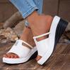Square Toe Open Toe Platform Sandals Summer New Rhinestone Cutout Soft Sole Non-slip Wear-resistant Wedge Shoes