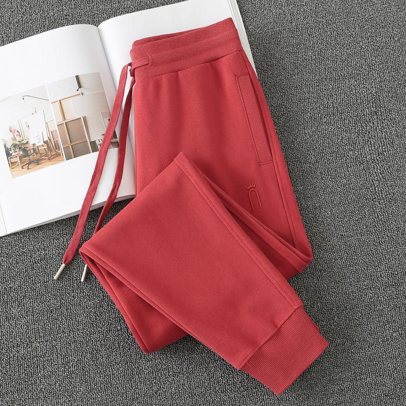 

Повседневные плюс бархатные белые спортивные штаны на весну и осень Brick Red 2XL