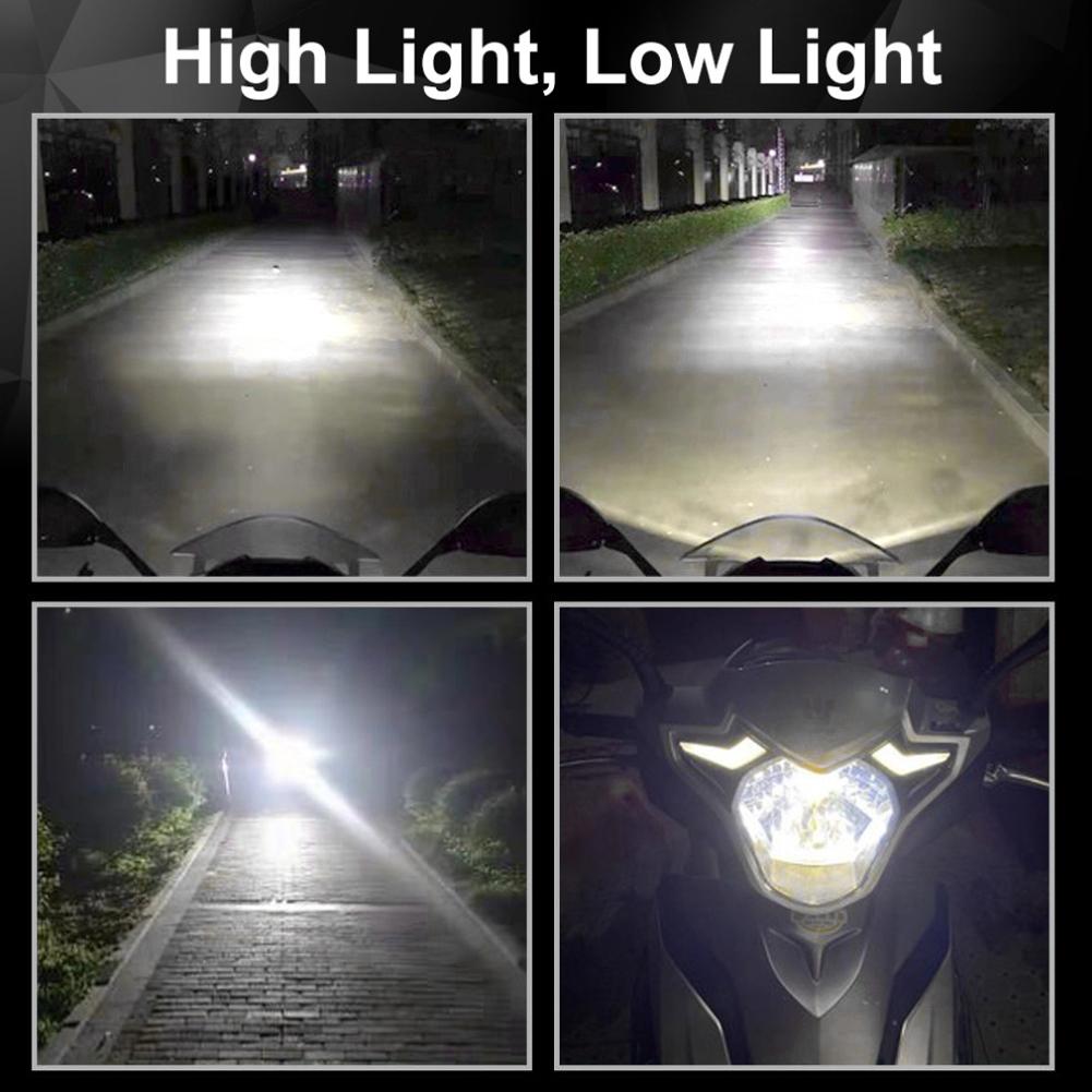 12V-80V 8 Sides COB Super Bright LED Motorcycle Headlight H4 BA20D Bulbs Waterproof High Low Lamp Scooter Fog Lights