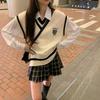 Preppy Style Knit Sweater Vest Women Spring Autumn Niche Loose Cardigan Waistcoat Layering Top