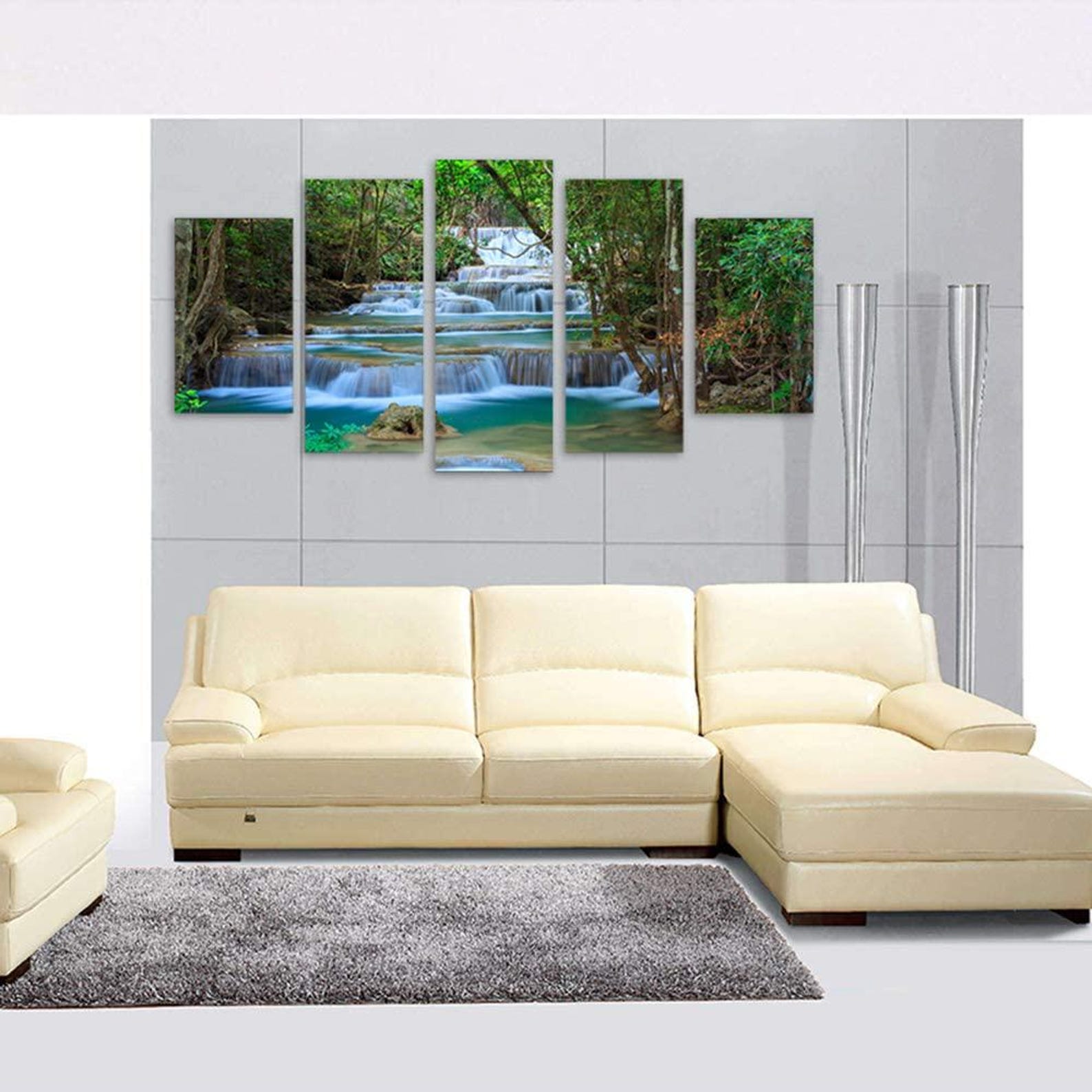 

5-Panel Waterfall Canvas Art: Wooden , Ready to Hang 20X35 20X45 20X55CM