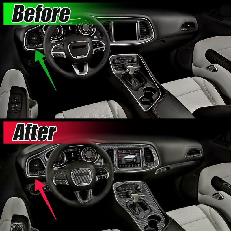 Carbon Fiber Driver Dashboard Air Vent Sticker Trim For Dodge Challenger 2015-24