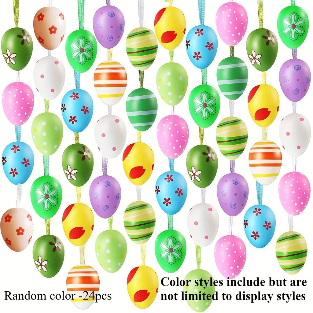 24pcs Easter Egg Hanging Decorations,For Holiday,Party,Home Decoration,Wedding Decoration,Can Hang Painted Plastic Eggs.