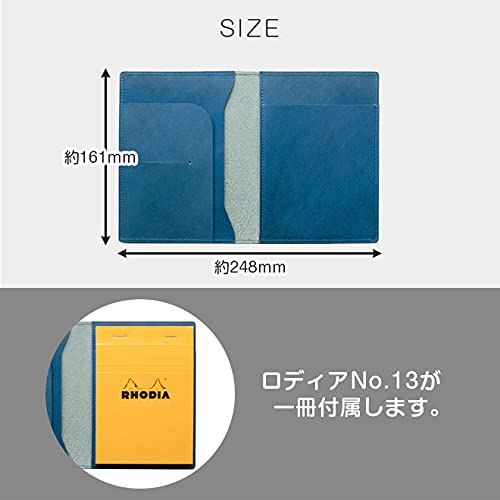 Rhodia Cover No. 13 Horizontal, Genuine Leather (Made in Japan) with One Notepad (Greige Ash)