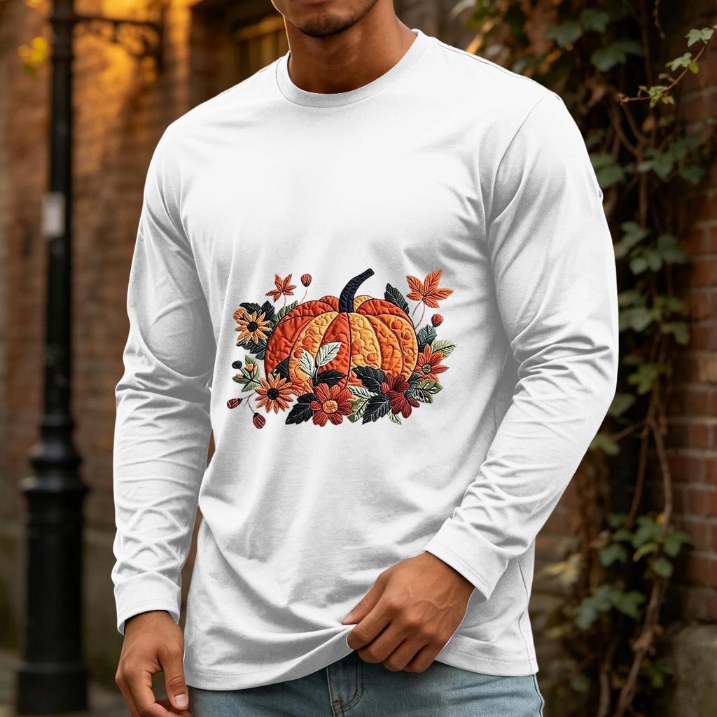Men's Casual Long Sleeve Neck T-Shirt for Halloween