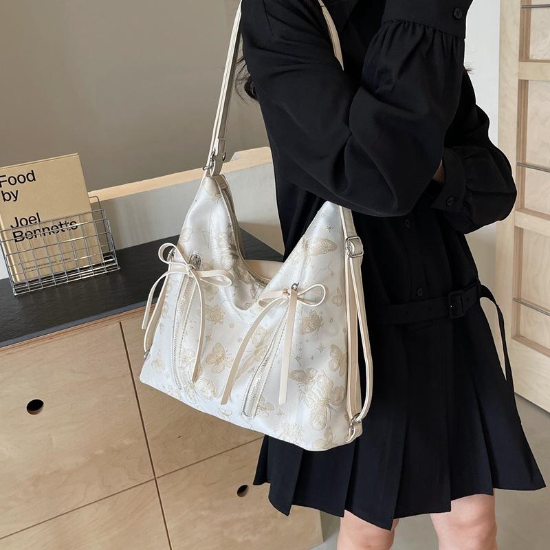 Tote Bag Women's New Fashionable Large-capacity Bow Multi-functional Backpack College Student Class Backpack